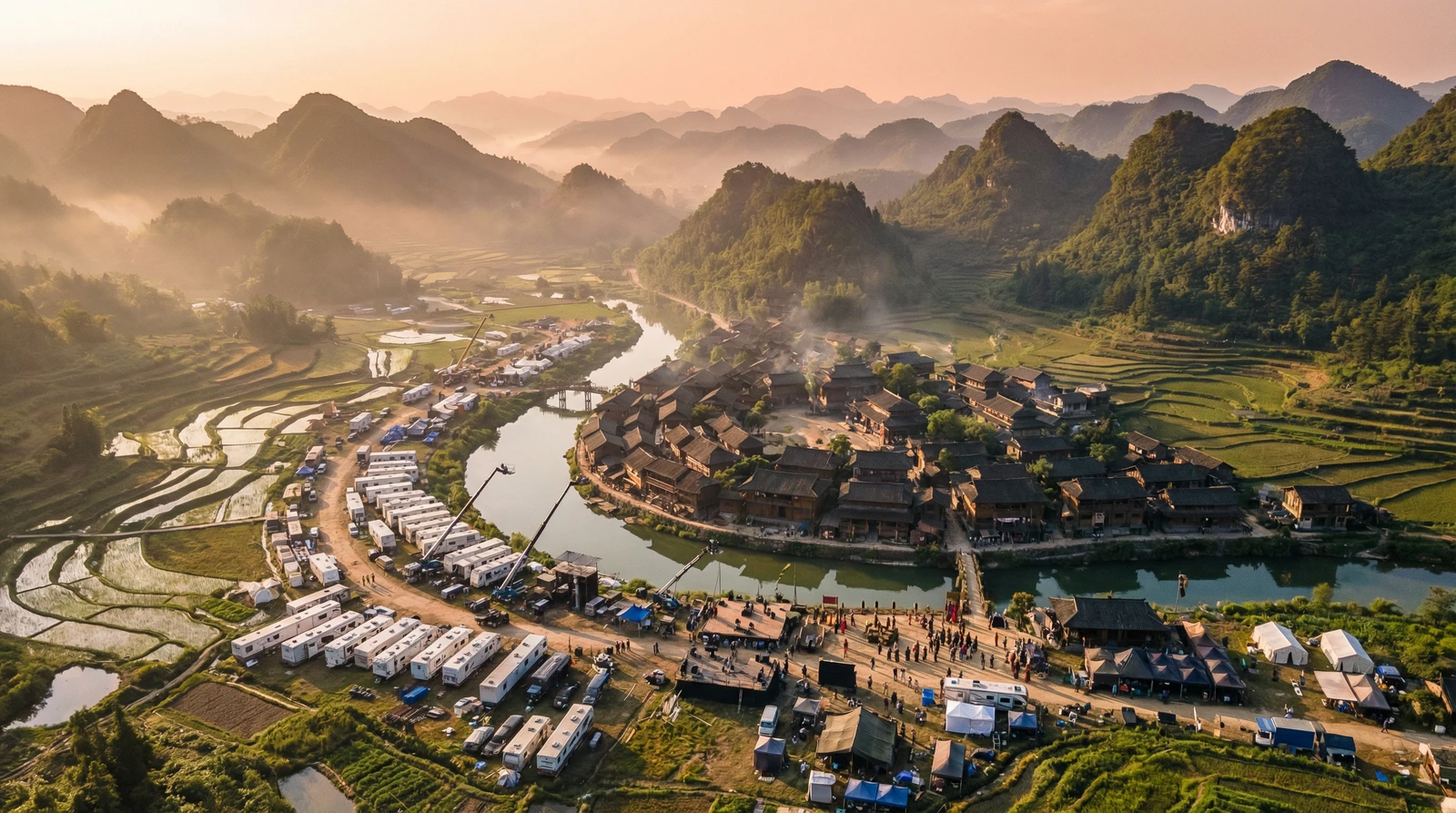 蜜桃视频海角社区栏目航拍外景拍摄基地全景