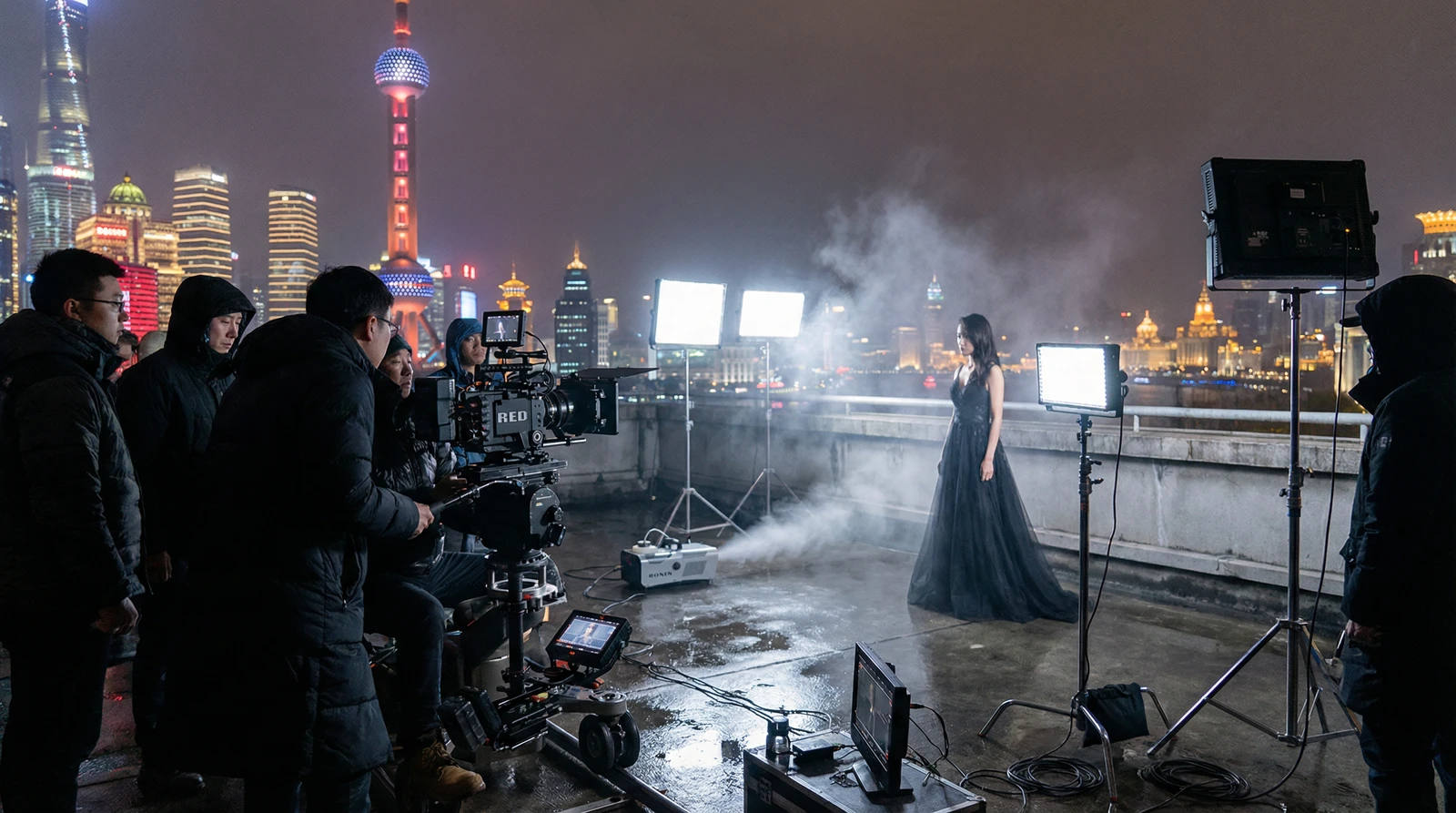 蜜桃视频上海外滩夜景拍摄现场实况